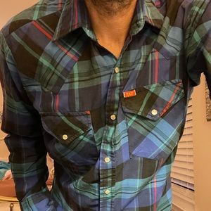 Fly plains vintage mens button down, sz M (15 1/2, 34/35)